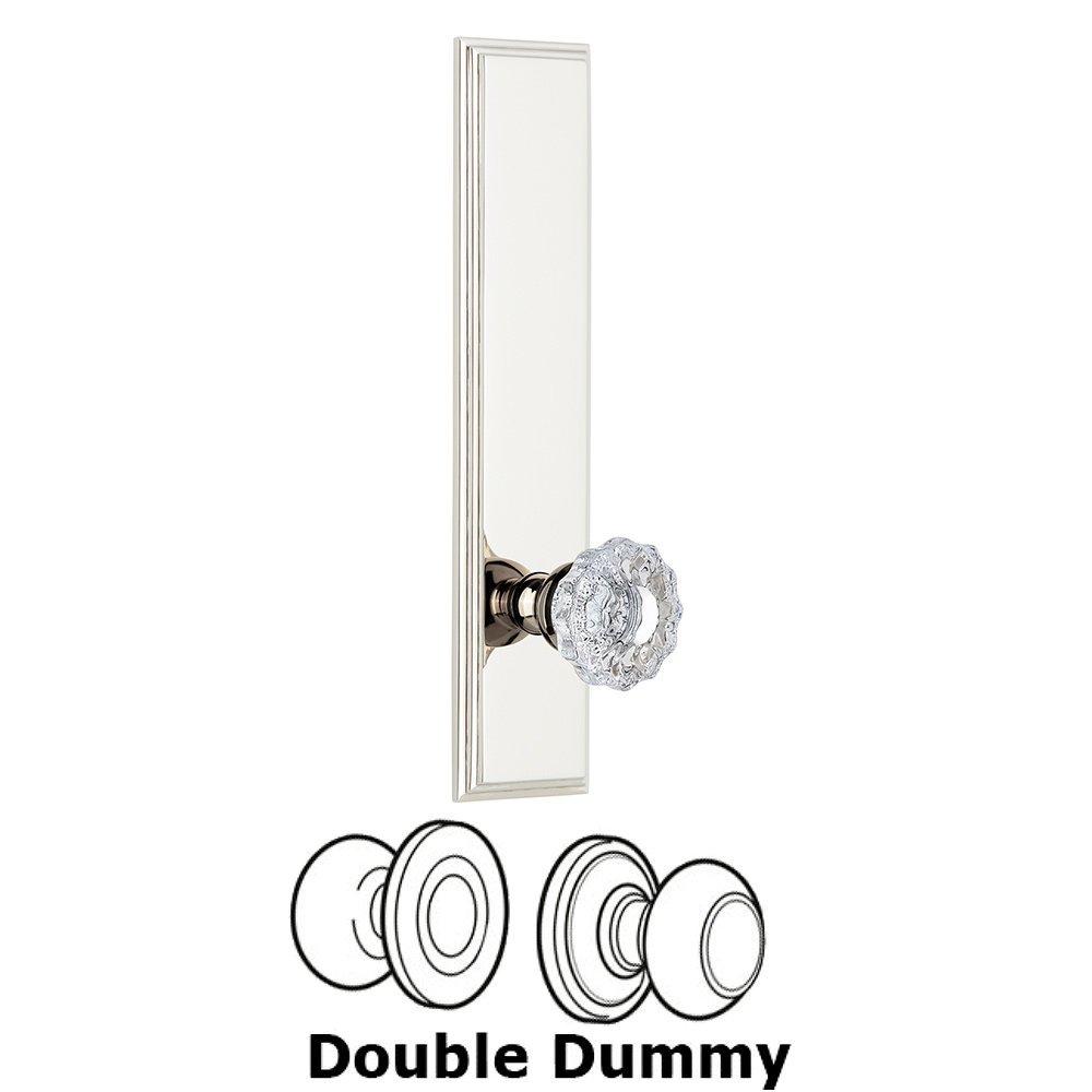 Double Dummy Carre Tall Plate with Versailles Knob in Polished Nickel