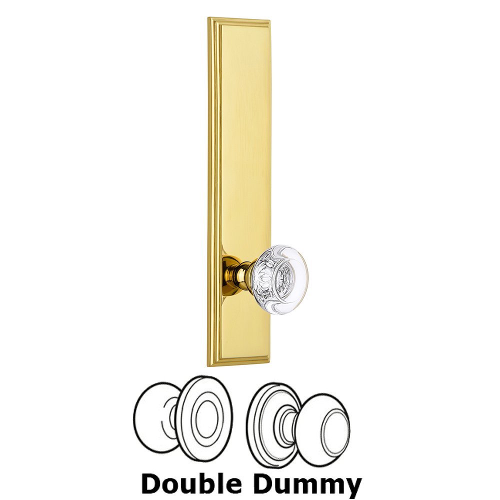 Double Dummy Carre Tall Plate with Bordeaux Knob in Polished Brass