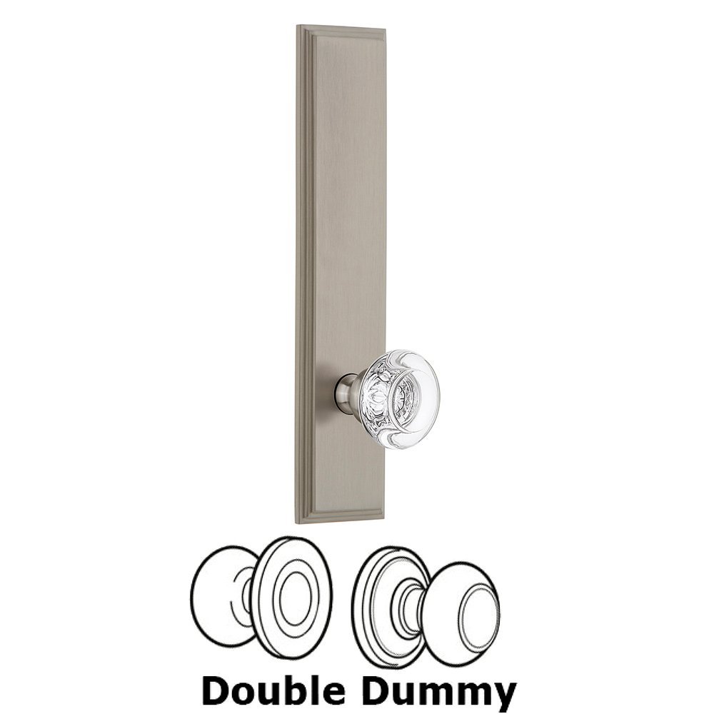 Double Dummy Carre Tall Plate with Bordeaux Knob in Satin Nickel