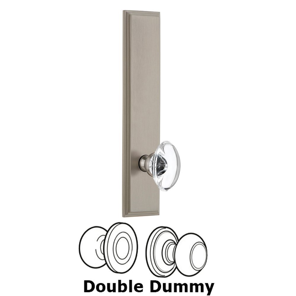 Double Dummy Carre Tall Plate with Provence Knob in Satin Nickel