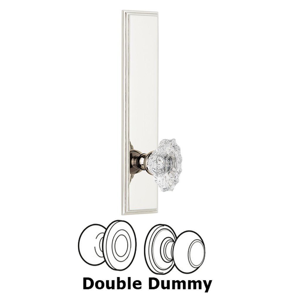 Double Dummy Carre Tall Plate with Biarritz Knob in Polished Nickel