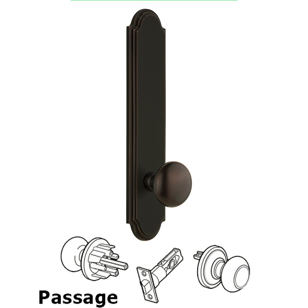 Tall Plate Passage with Fifth Avenue Knob in Timeless Bronze