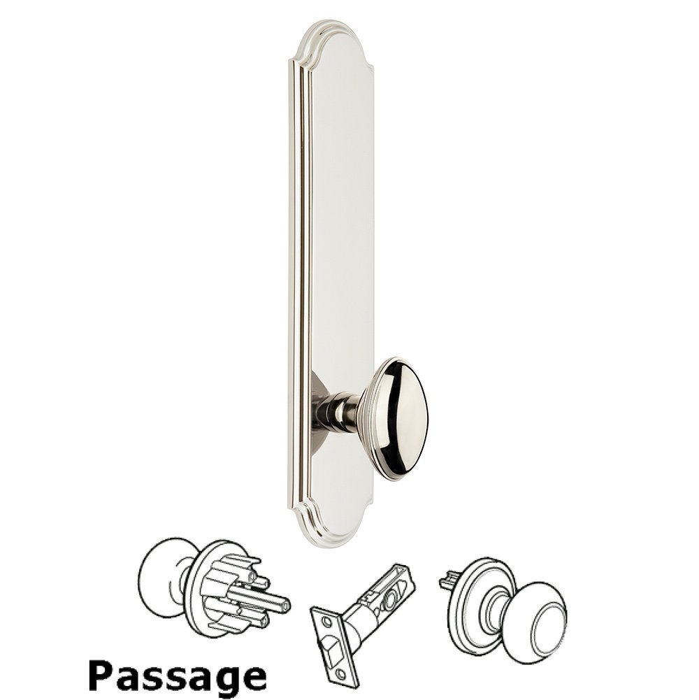 Tall Plate Passage with Eden Prairie Knob in Polished Nickel