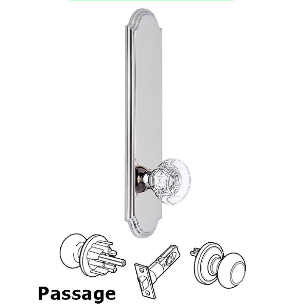 Tall Plate Passage with Bordeaux Knob in Bright Chrome