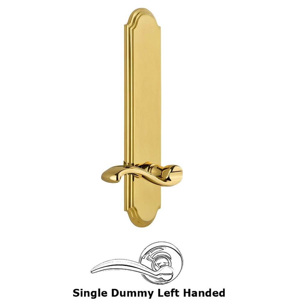 Tall Plate Dummy with Portofino Left Handed Lever in Polished Brass