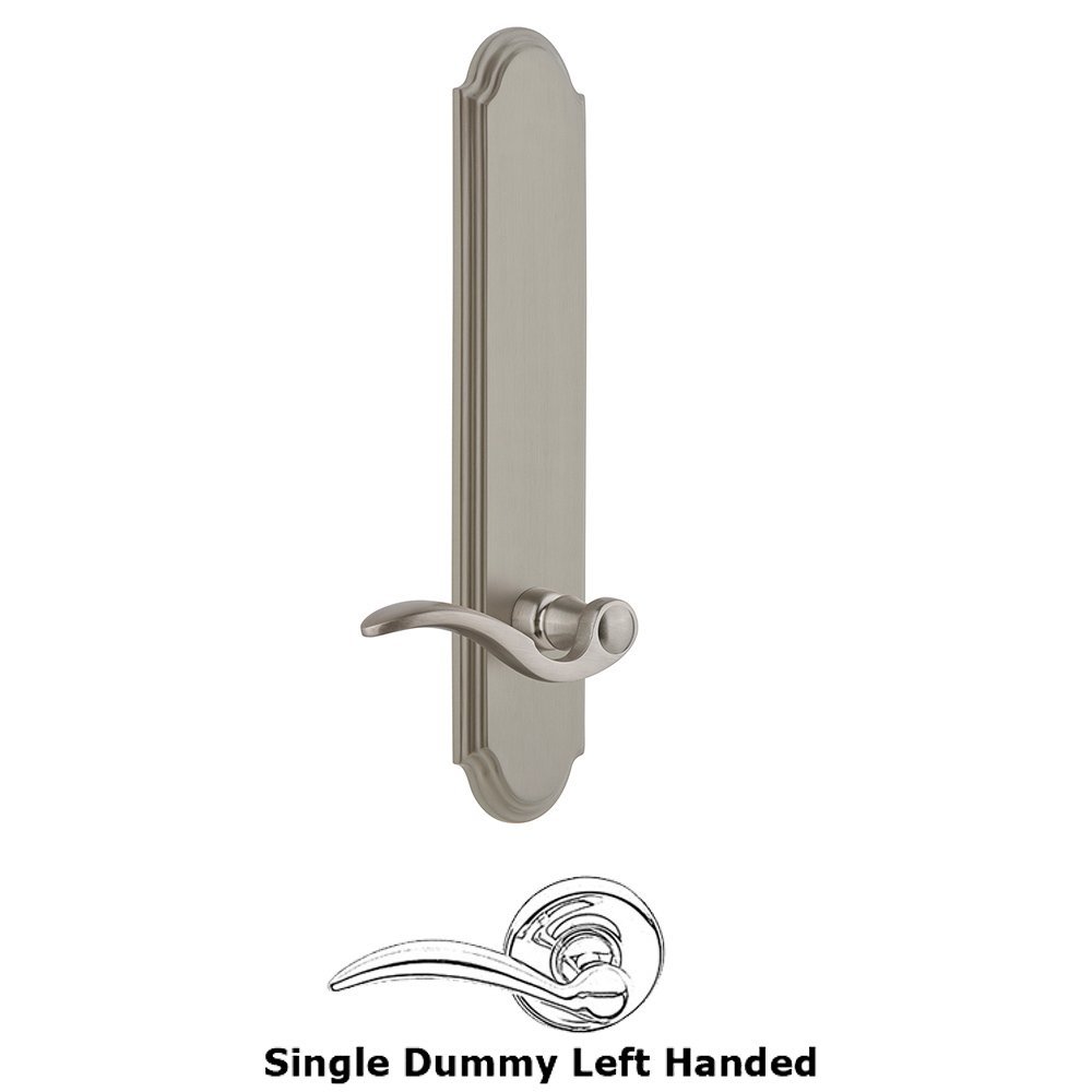 Tall Plate Dummy with Bellagio Left Handed Lever in Satin Nickel