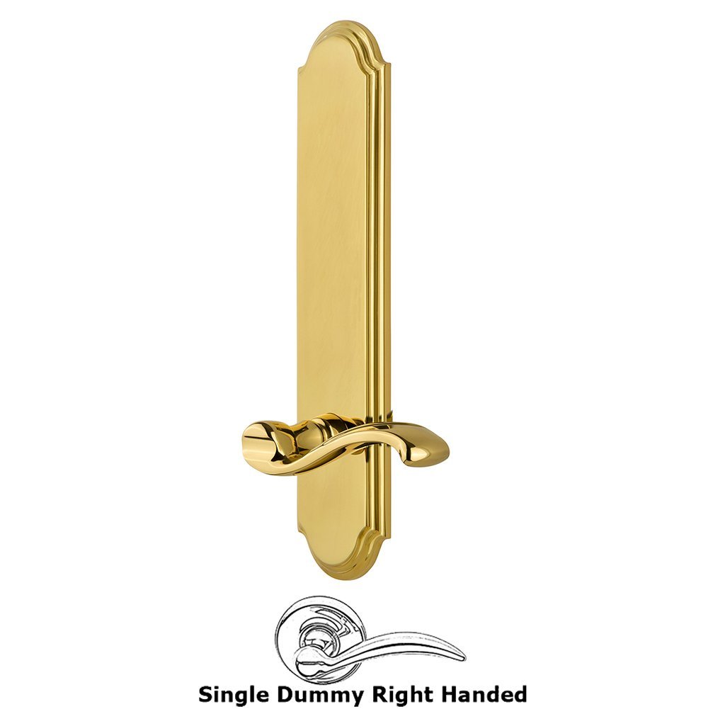 Tall Plate Dummy with Portofino Right Handed Lever in Polished Brass