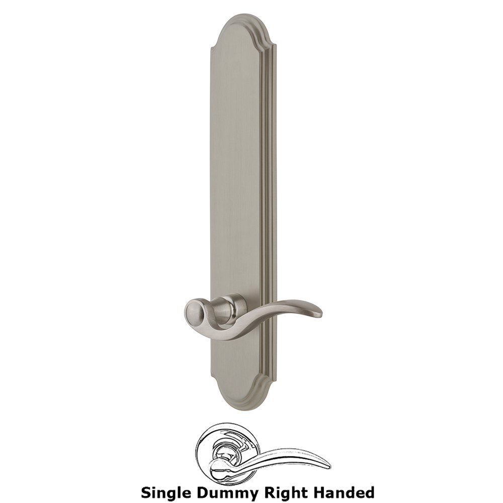 Tall Plate Dummy with Bellagio Right Handed Lever in Satin Nickel