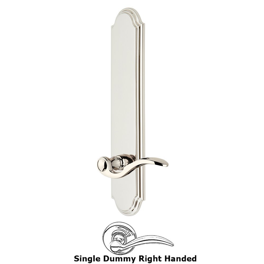 Tall Plate Dummy with Bellagio Right Handed Lever in Polished Nickel