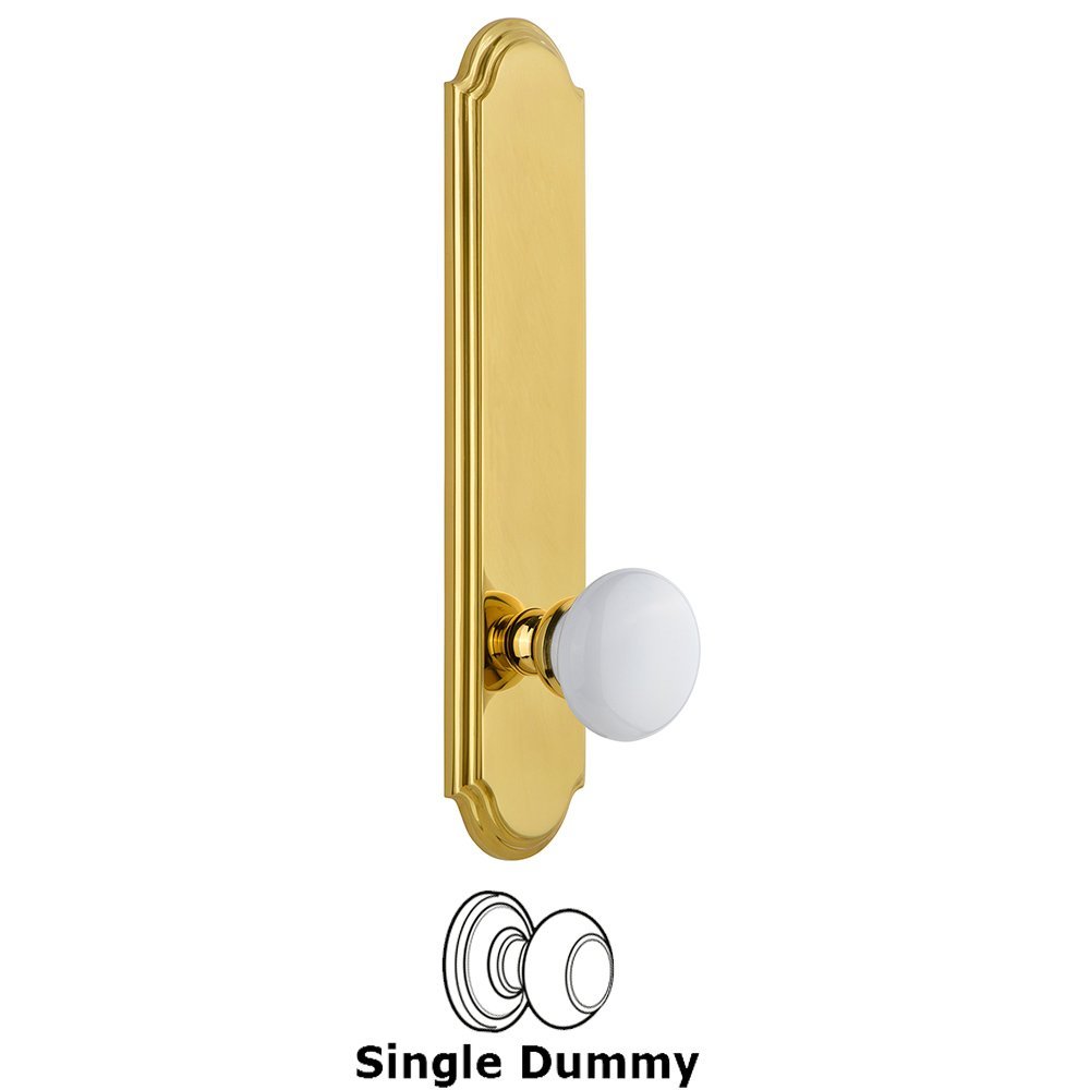 Tall Plate Dummy with Hyde Park Knob in Polished Brass