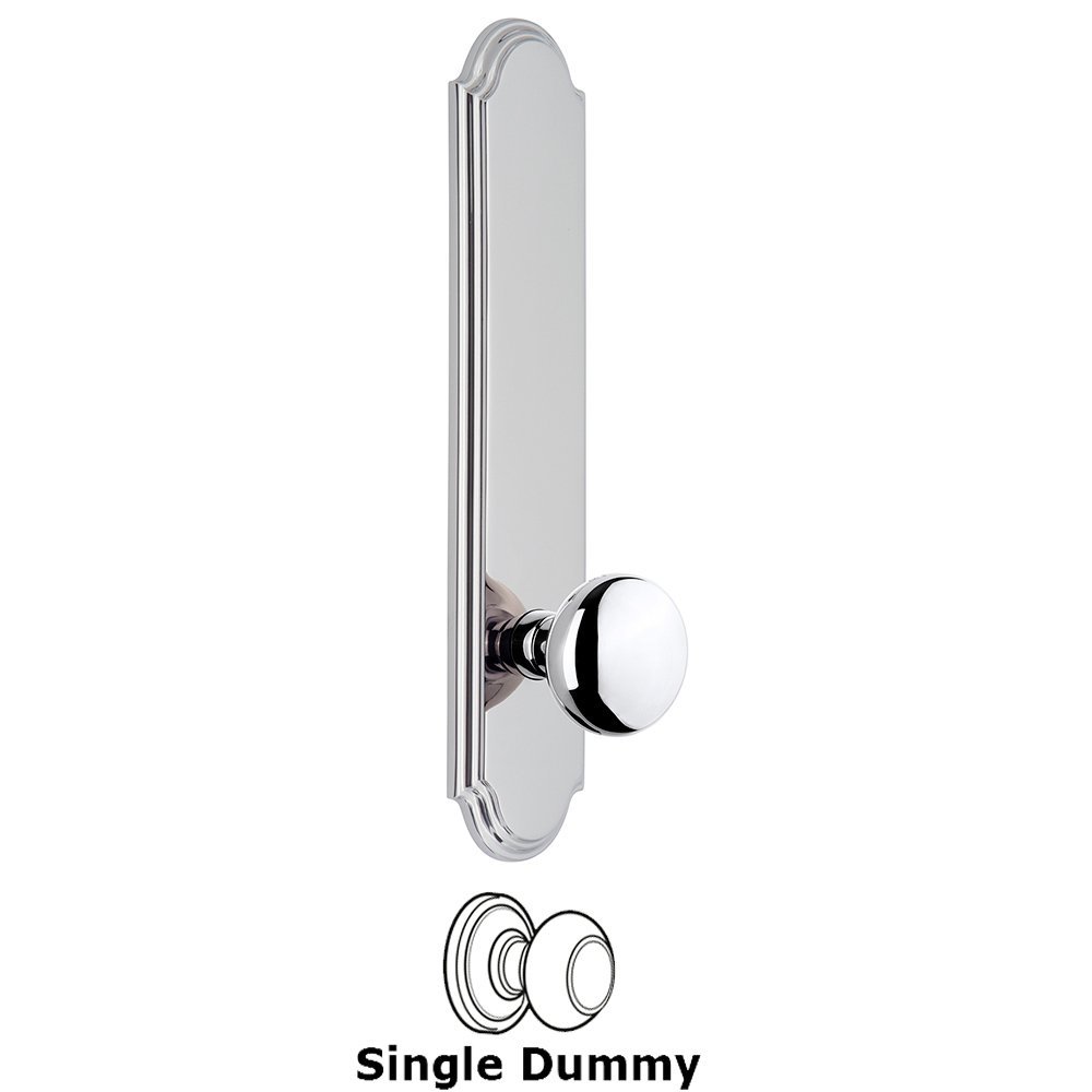 Tall Plate Dummy with Fifth Avenue Knob in Bright Chrome