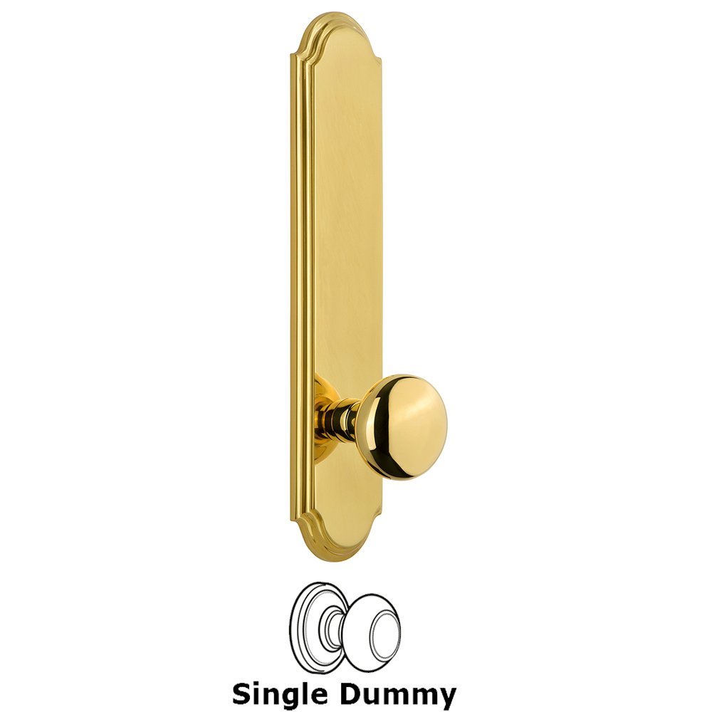 Tall Plate Dummy with Fifth Avenue Knob in Polished Brass