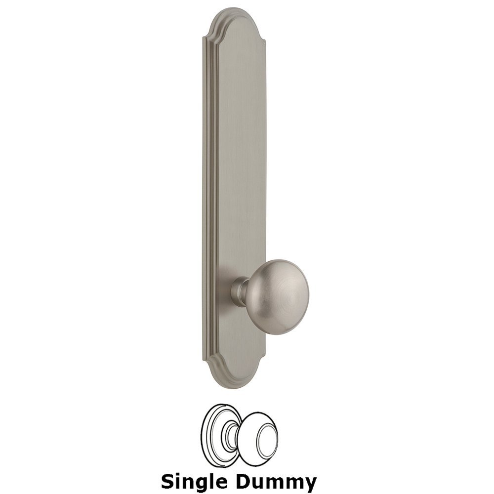 Tall Plate Dummy with Fifth Avenue Knob in Satin Nickel