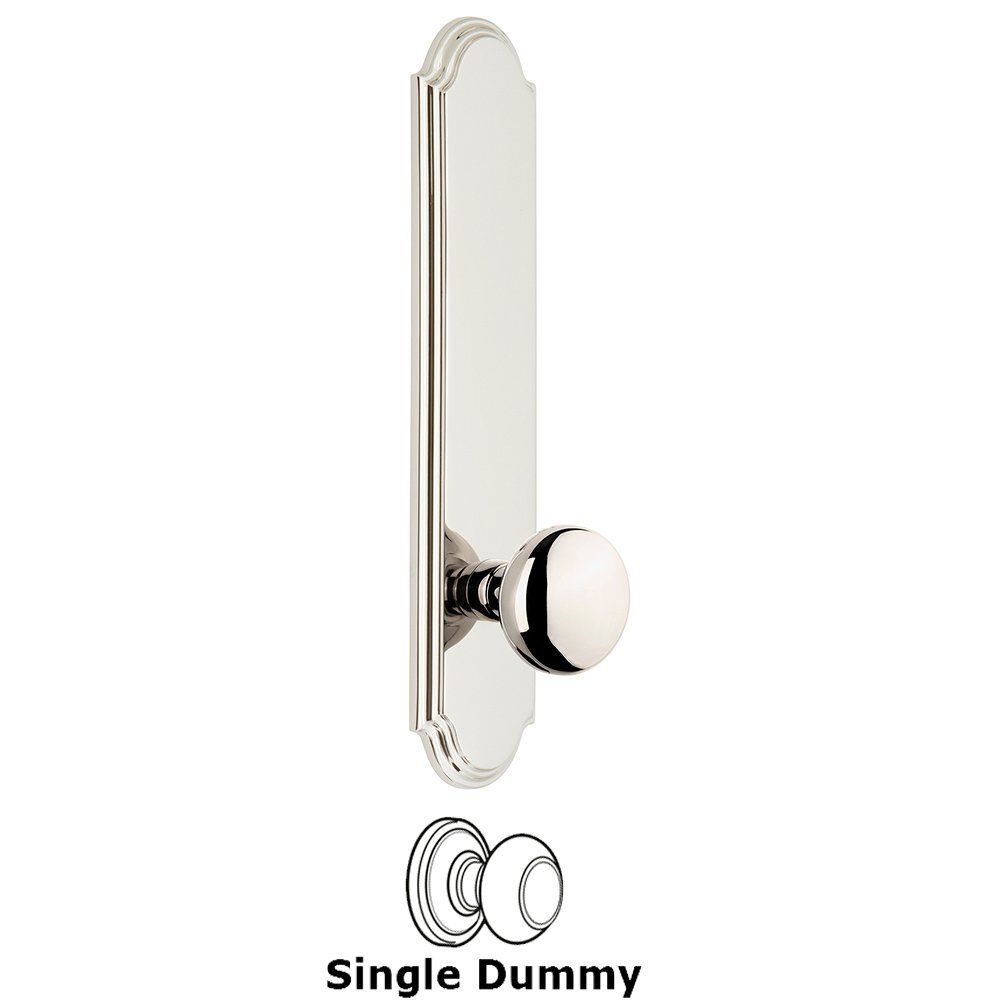 Tall Plate Dummy with Fifth Avenue Knob in Polished Nickel
