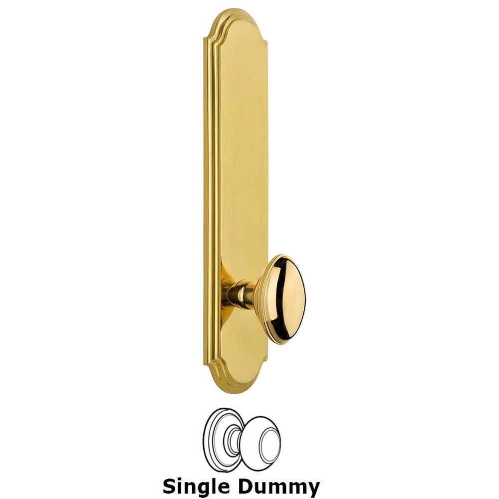 Tall Plate Dummy with Eden Prairie Knob in Polished Brass