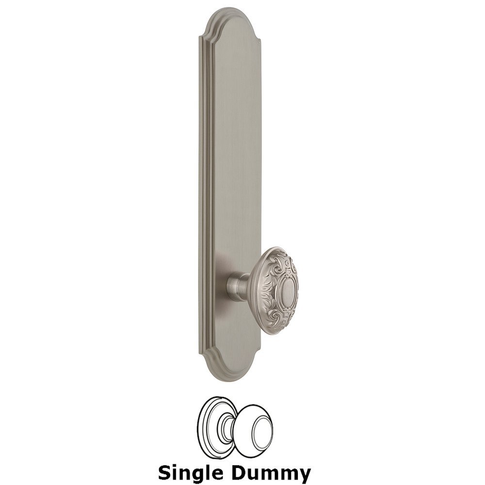 Tall Plate Dummy with Grande Victorian Knob in Satin Nickel