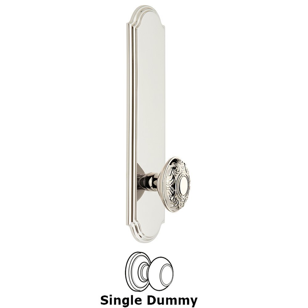 Tall Plate Dummy with Grande Victorian Knob in Polished Nickel