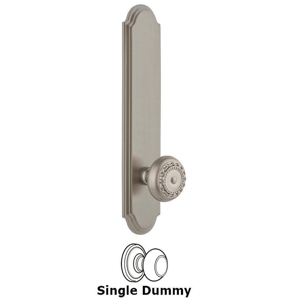 Tall Plate Dummy with Parthenon Knob in Satin Nickel