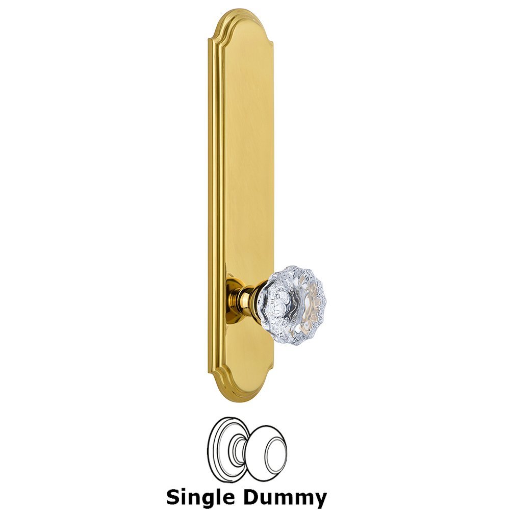 Tall Plate Dummy with Fontainebleau Knob in Polished Brass