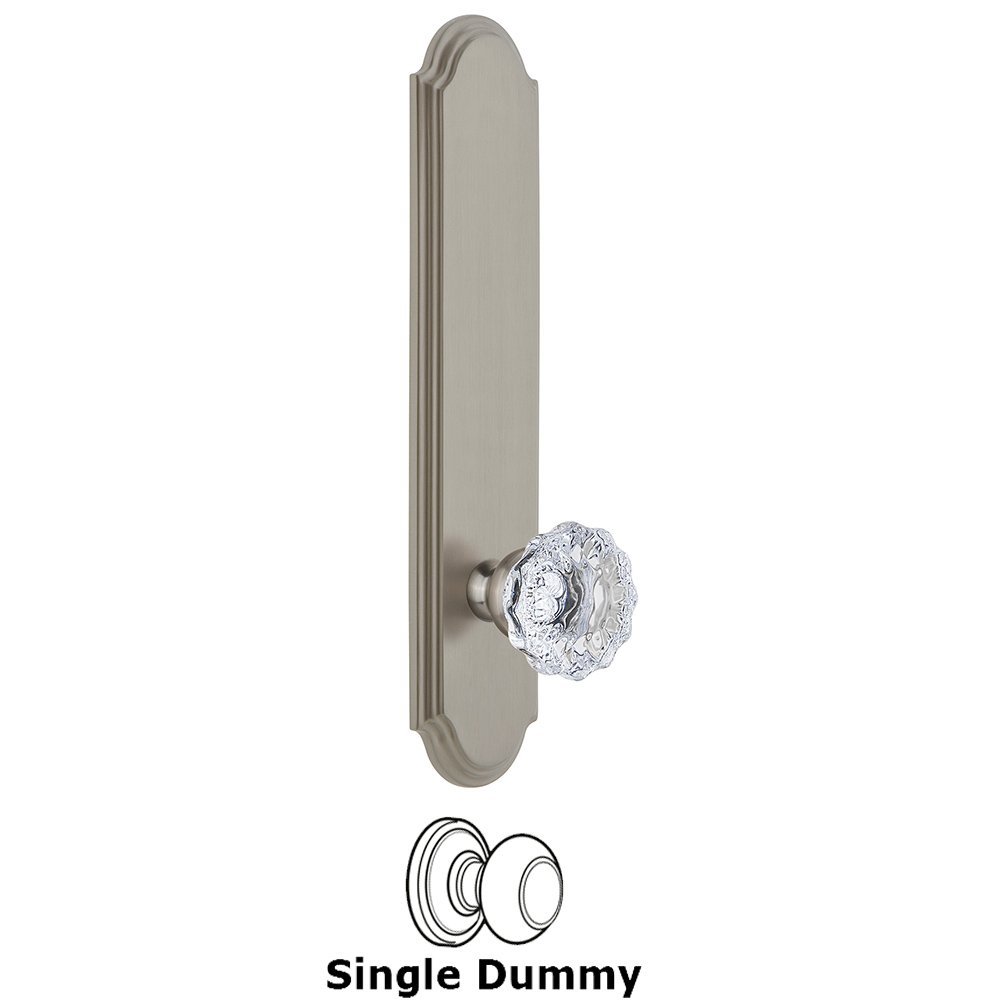 Tall Plate Dummy with Fontainebleau Knob in Satin Nickel
