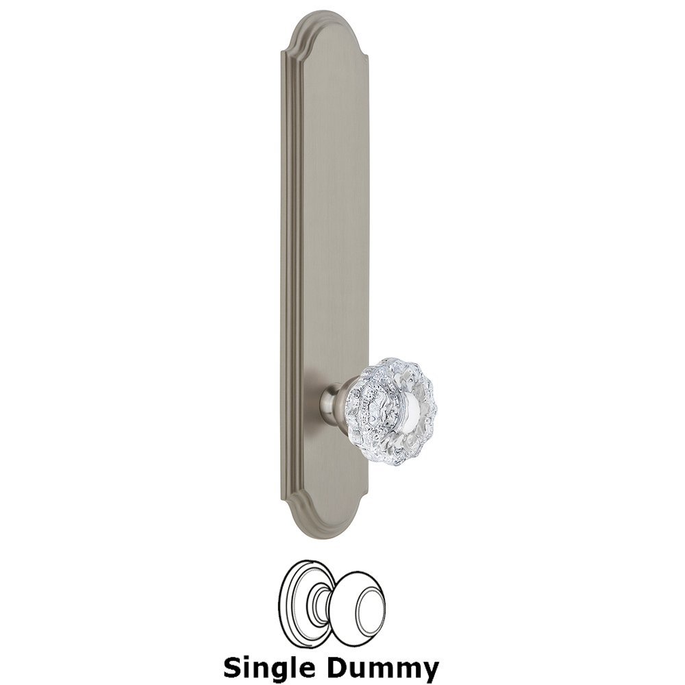 Tall Plate Dummy with Versailles Knob in Satin Nickel