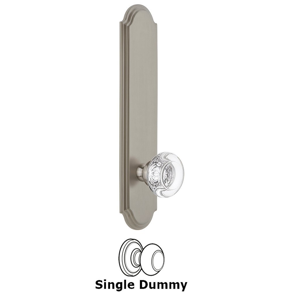 Tall Plate Dummy with Bordeaux Knob in Satin Nickel