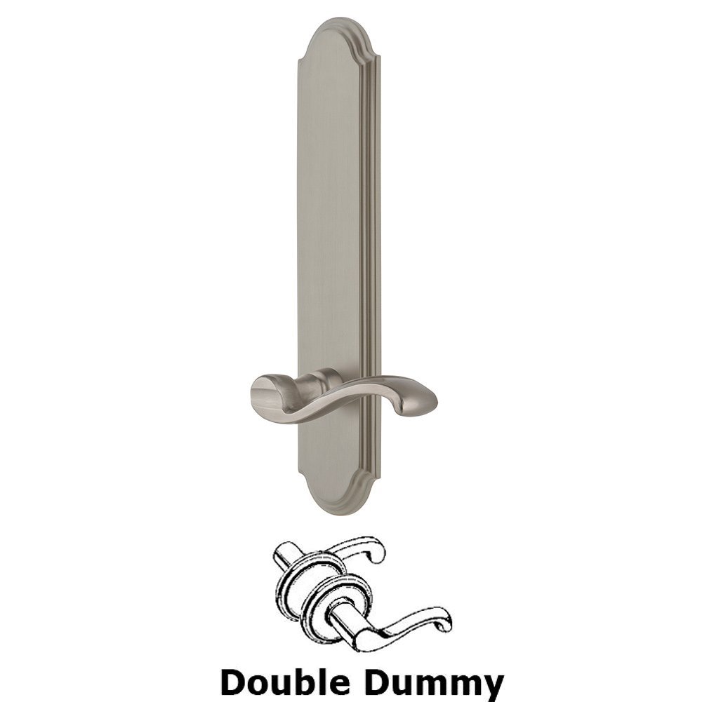 Tall Plate Double Dummy with Portofino Lever in Satin Nickel