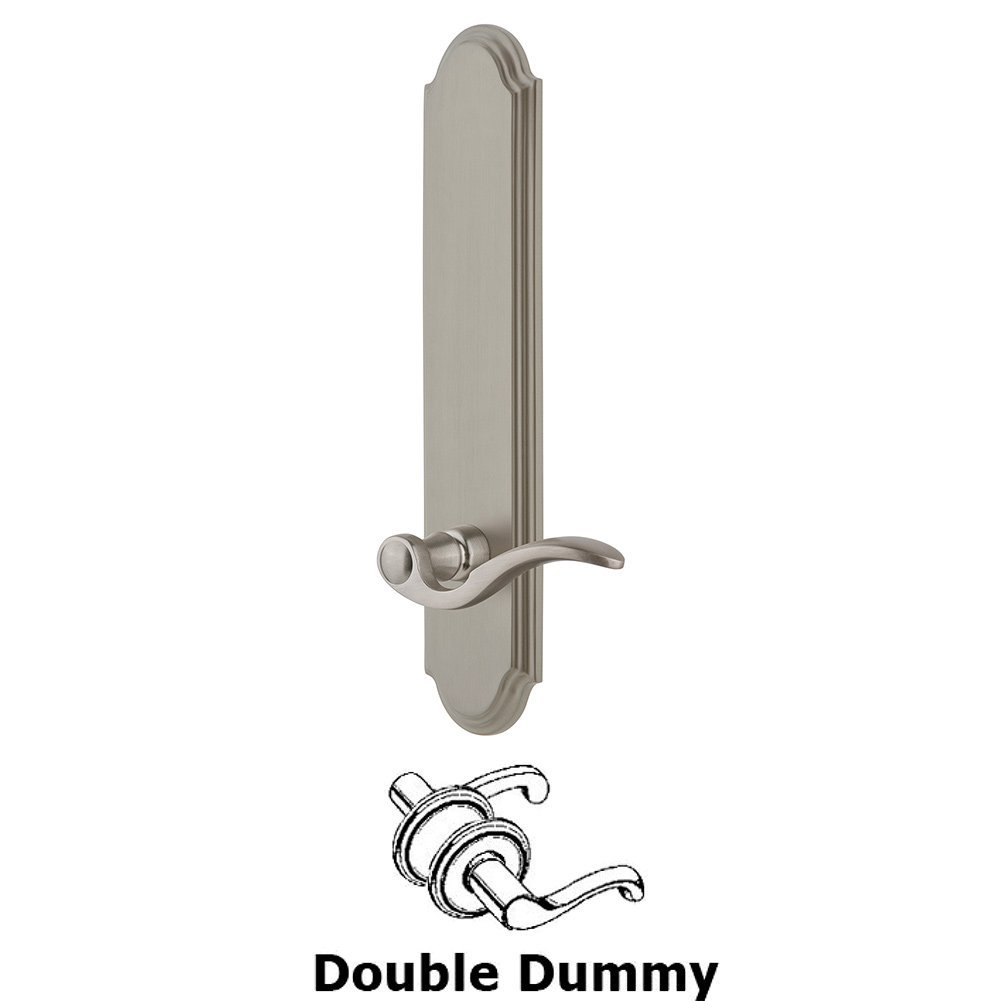 Tall Plate Double Dummy with Bellagio Lever in Satin Nickel