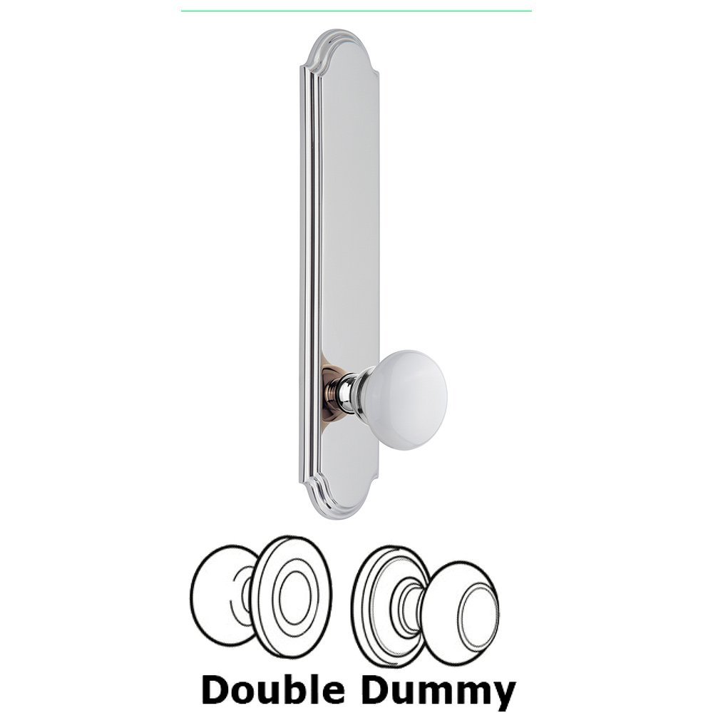 Tall Plate Double Dummy with Hyde Park Knob in Bright Chrome