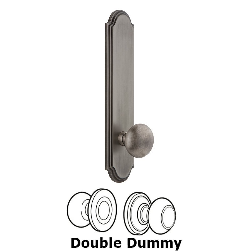 Tall Plate Double Dummy with Fifth Avenue Knob in Antique Pewter