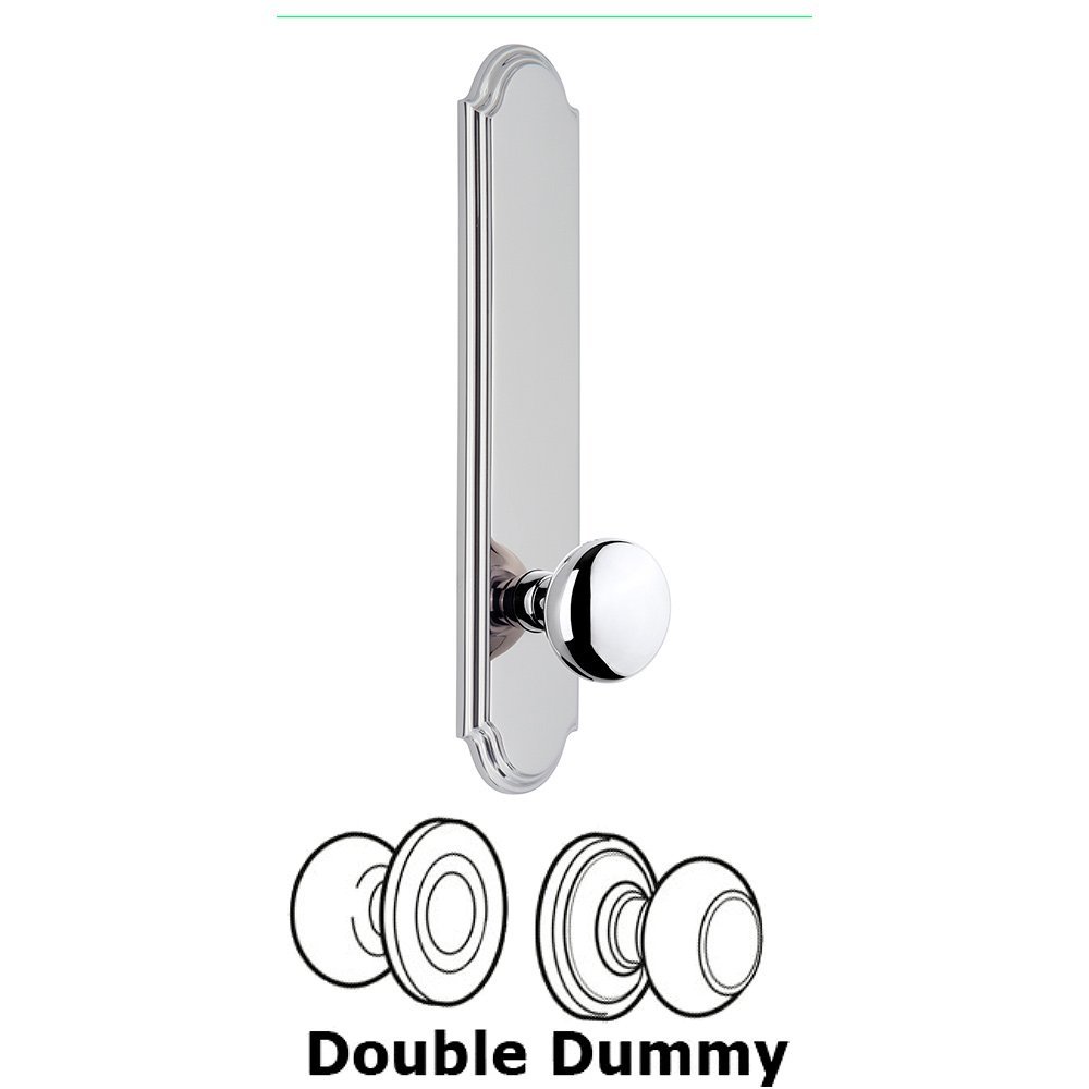 Tall Plate Double Dummy with Fifth Avenue Knob in Bright Chrome