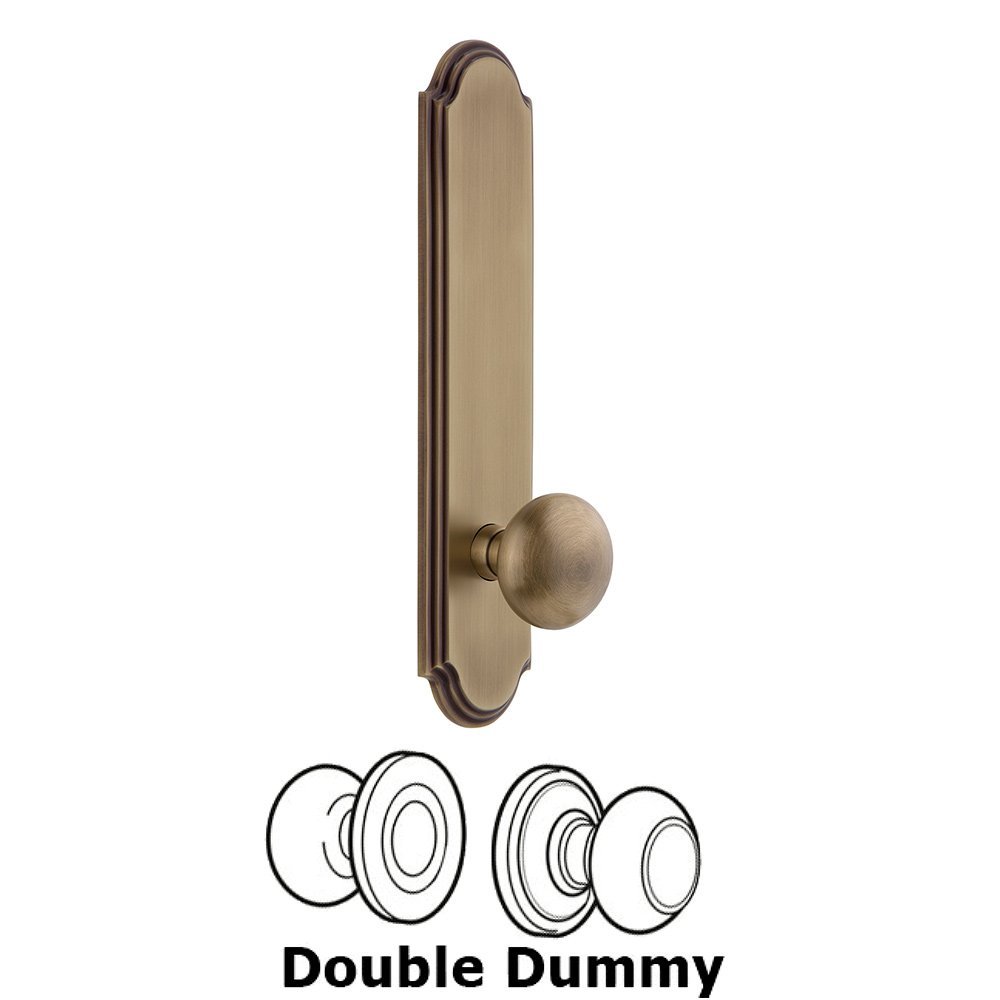 Tall Plate Double Dummy with Fifth Avenue Knob in Vintage Brass
