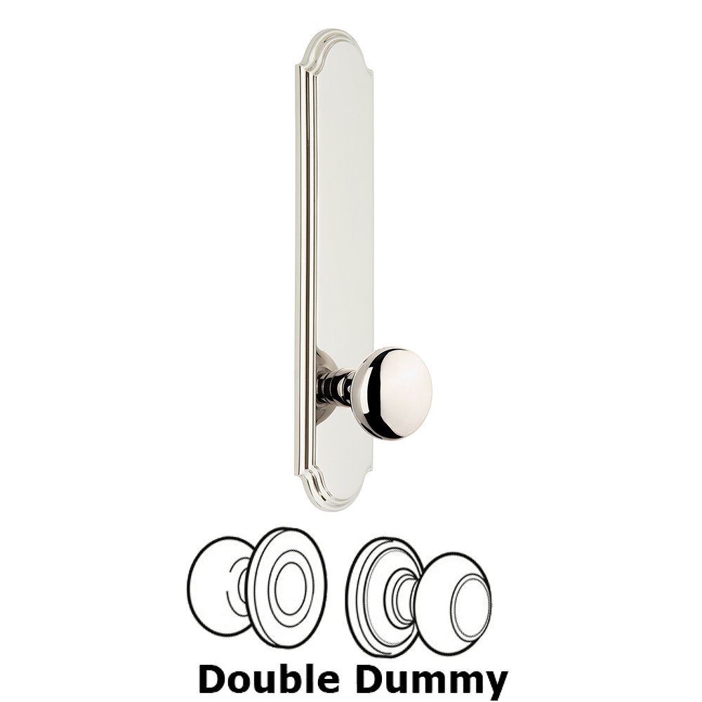 Tall Plate Double Dummy with Fifth Avenue Knob in Polished Nickel