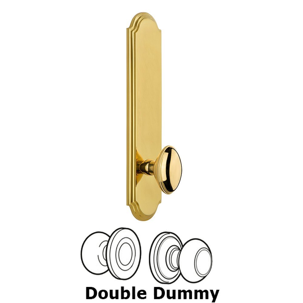 Tall Plate Double Dummy with Eden Prairie Knob in Polished Brass