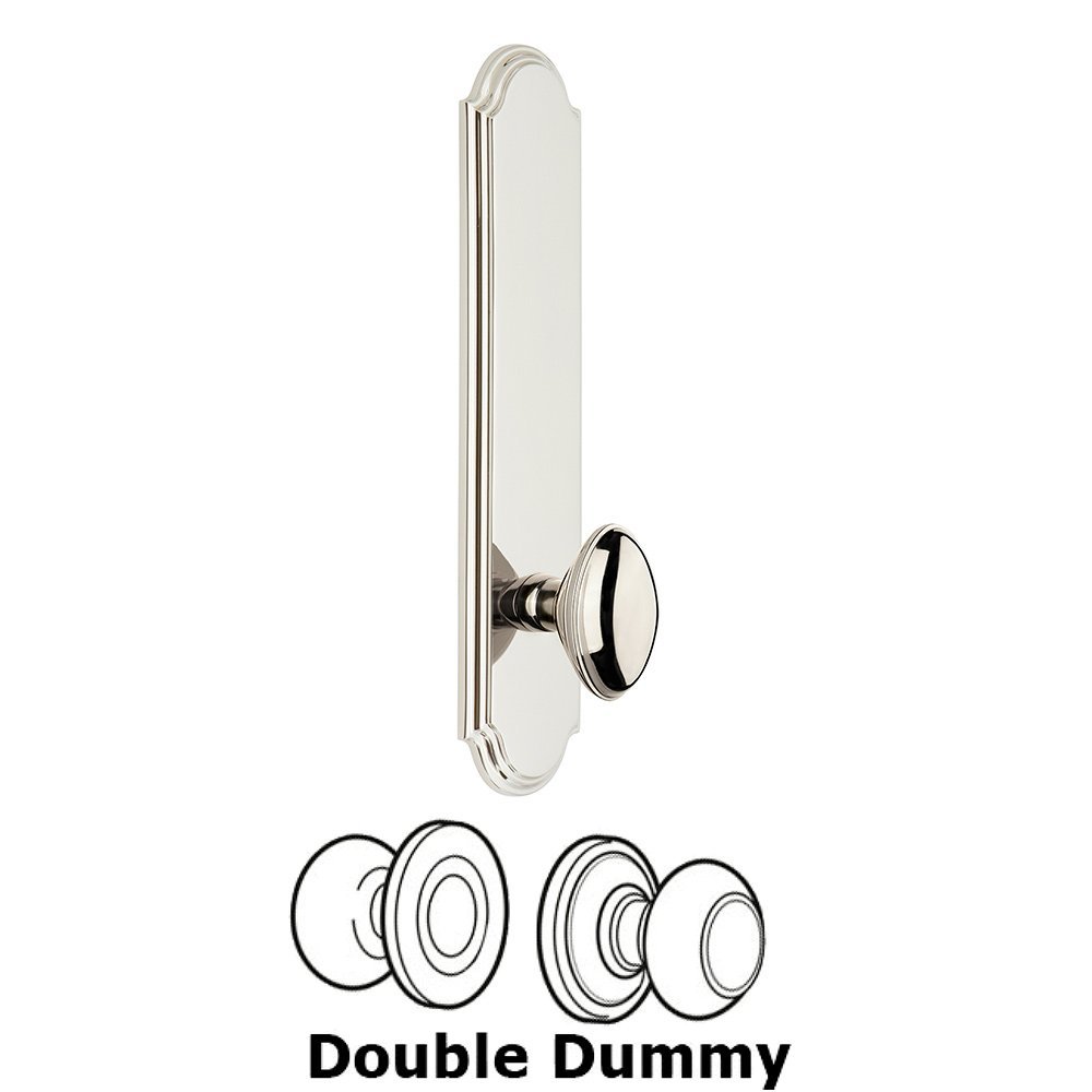 Tall Plate Double Dummy with Eden Prairie Knob in Polished Nickel