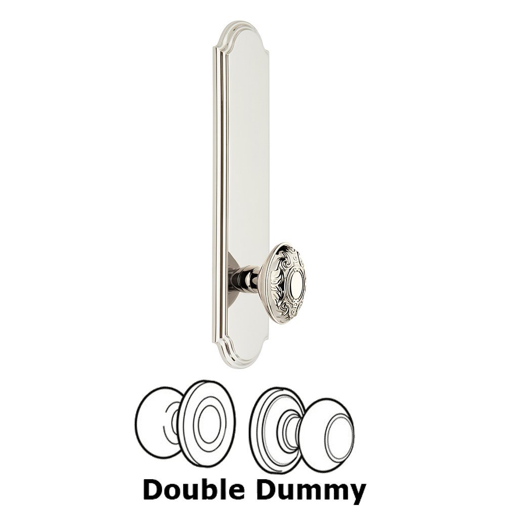 Tall Plate Double Dummy with Grande Victorian Knob in Polished Nickel