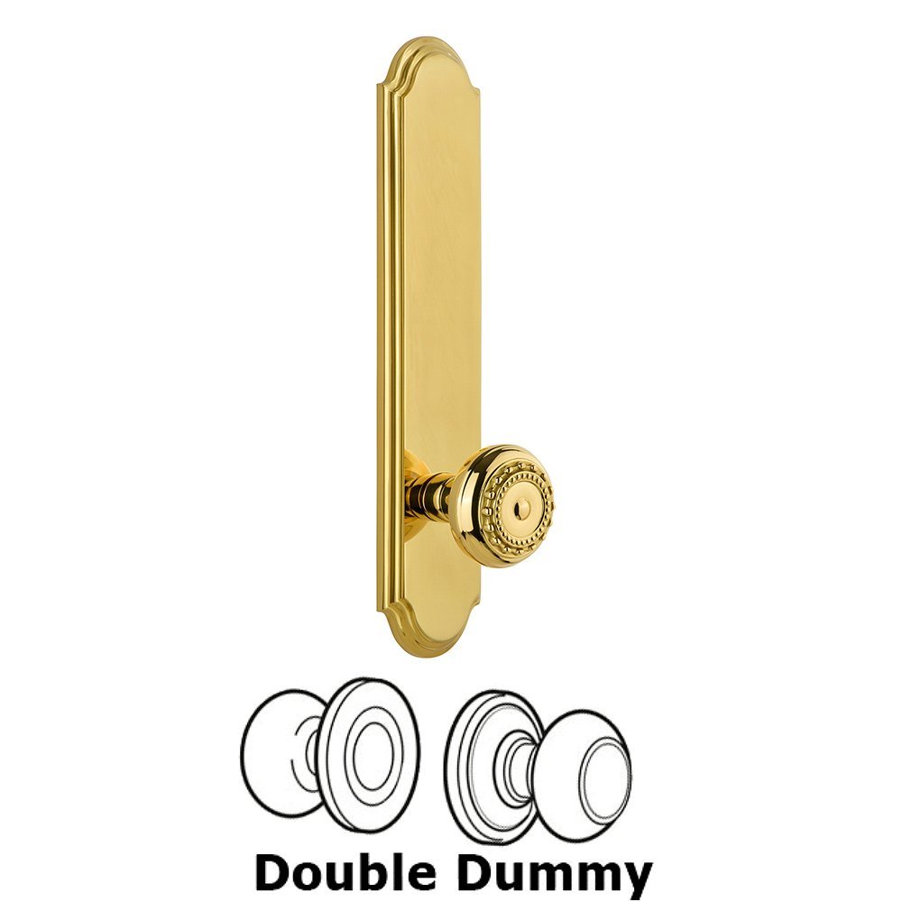 Tall Plate Double Dummy with Parthenon Knob in Polished Brass