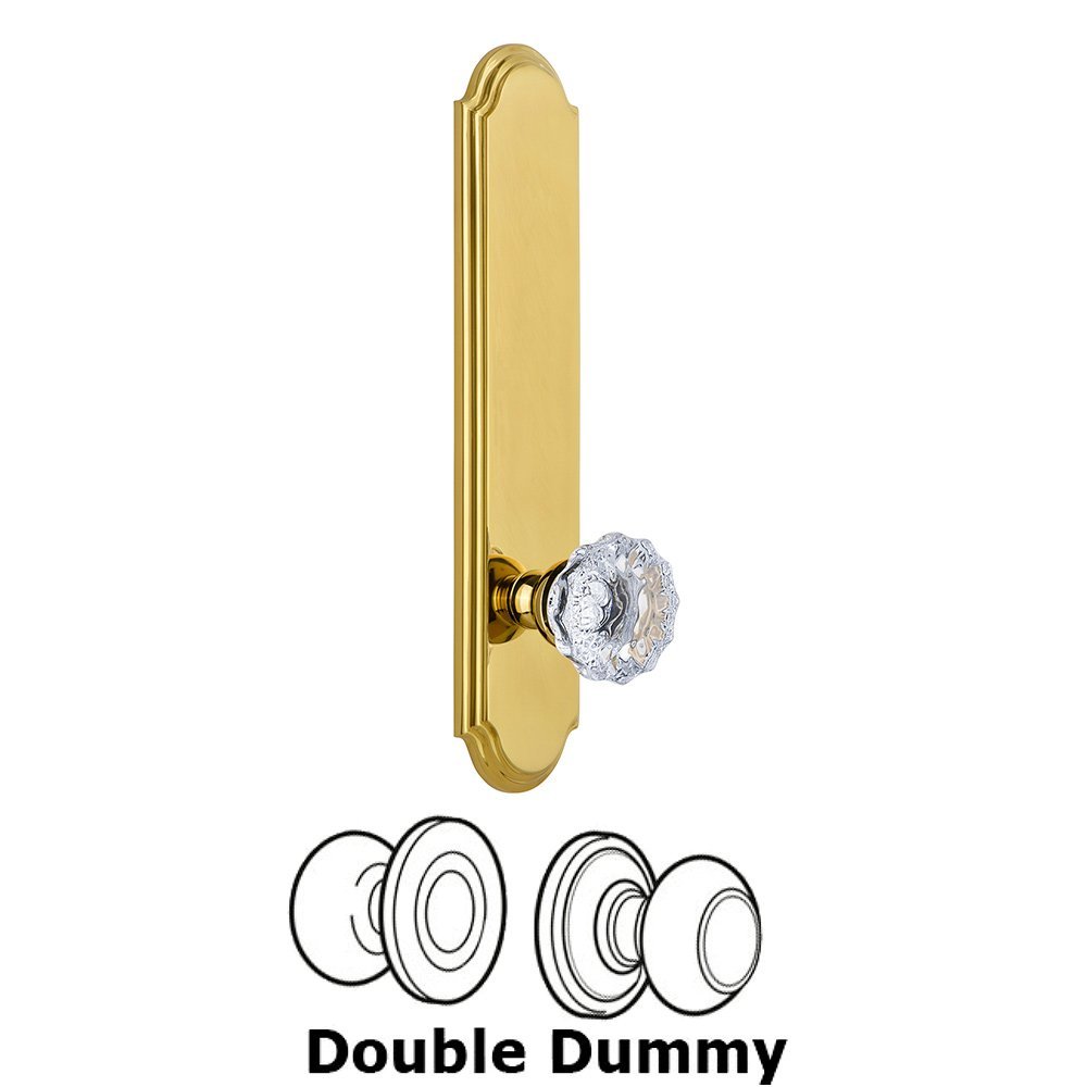 Tall Plate Double Dummy with Fontainebleau Knob in Polished Brass