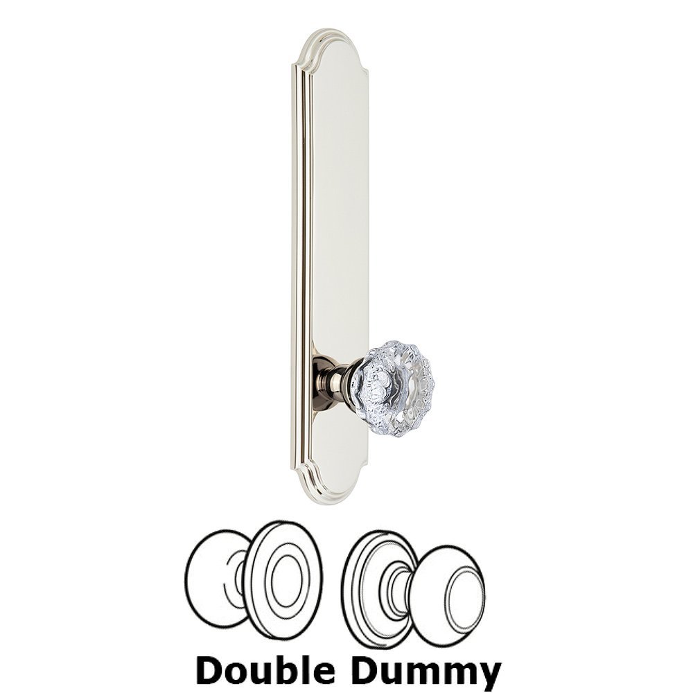 Tall Plate Double Dummy with Fontainebleau Knob in Polished Nickel