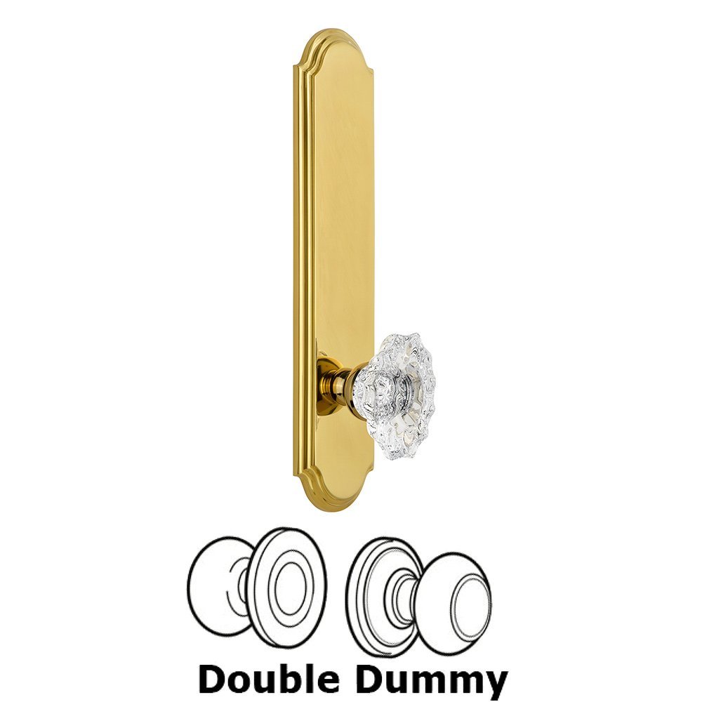 Tall Plate Double Dummy with Biarritz Knob in Polished Brass