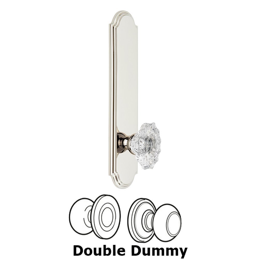 Tall Plate Double Dummy with Biarritz Knob in Polished Nickel