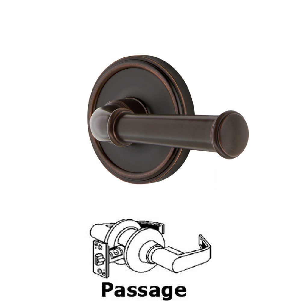 Passage Georgetown Rosette with Georgetown Left Handed Lever in Timeless Bronze