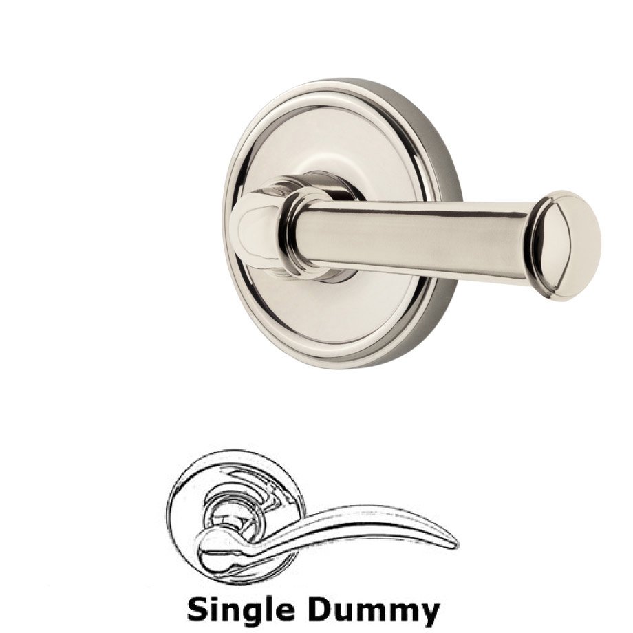 Single Dummy Georgetown Rosette with Georgetown Left Handed Lever in Polished Nickel