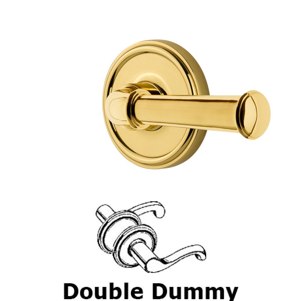 Double Dummy Georgetown Rosette with Georgetown Right Handed Lever in Polished Brass