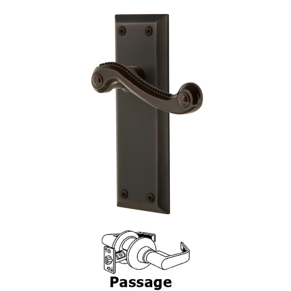 Passage Fifth Avenue Plate with Newport Left Handed Lever in Timeless Bronze