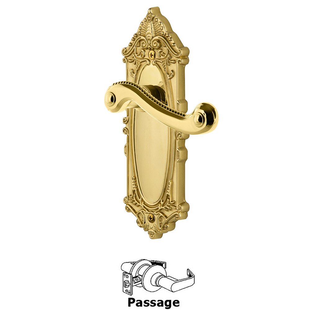 Grandeur Grande Victorian Plate Passage with Newport Lever in Polished Brass