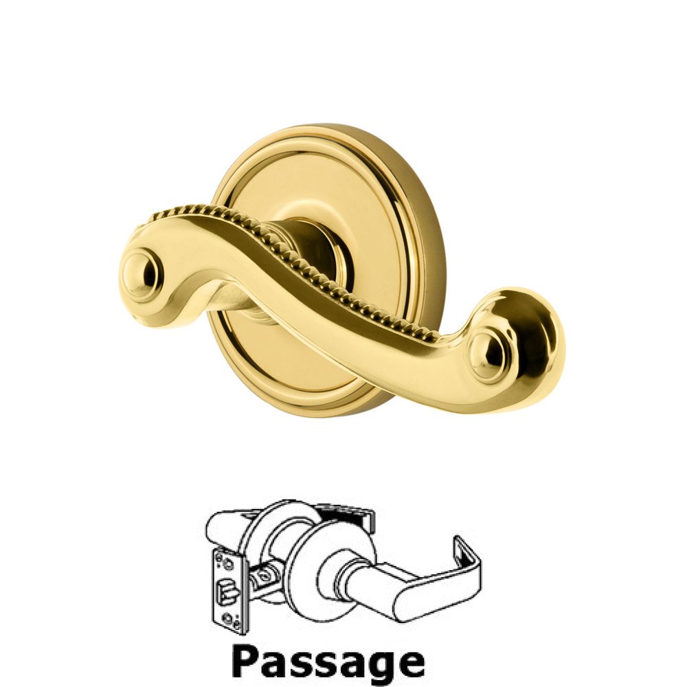 Passage Georgetown Rosette with Newport Left Handed Lever in Lifetime Brass