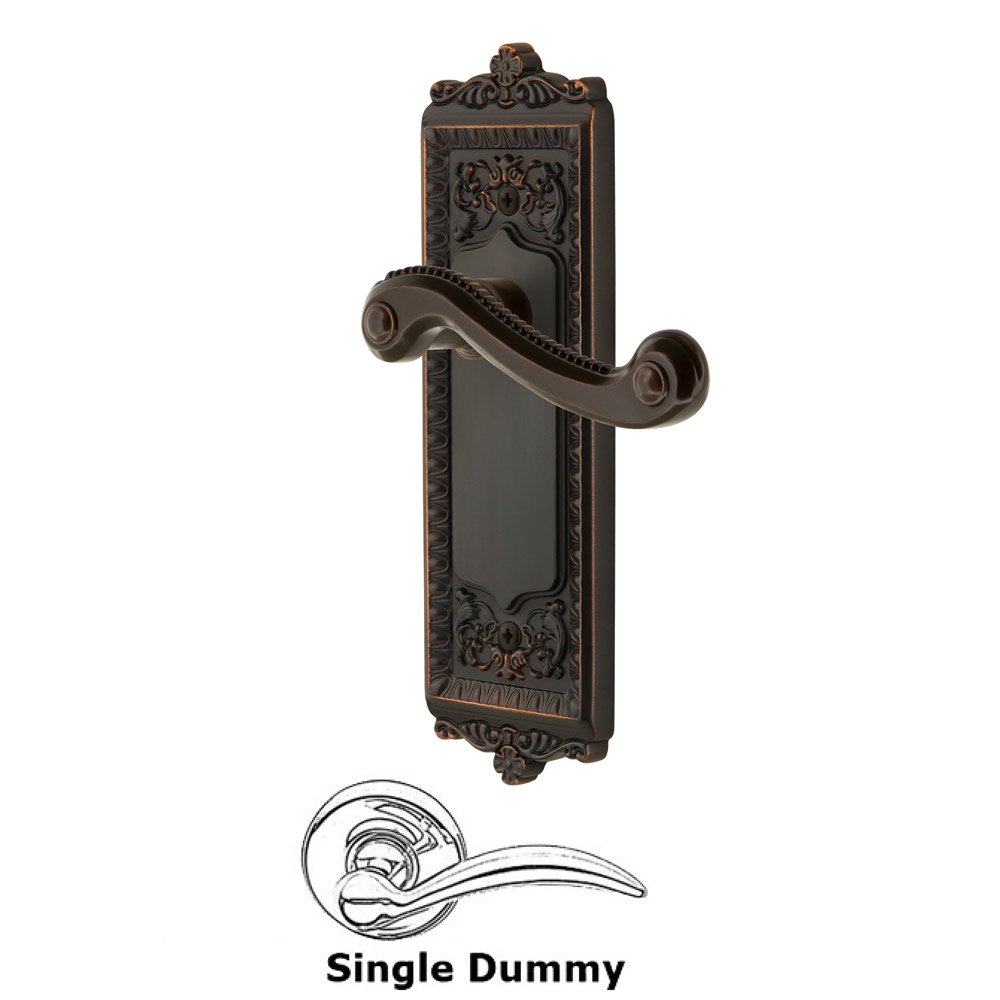 Single Dummy Windsor Plate with Left Handed Newport Lever in Timeless Bronze