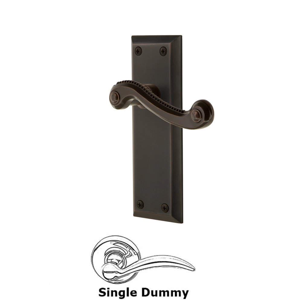 Single Dummy Fifth Avenue Plate with Newport Right Handed Lever in Timeless Bronze