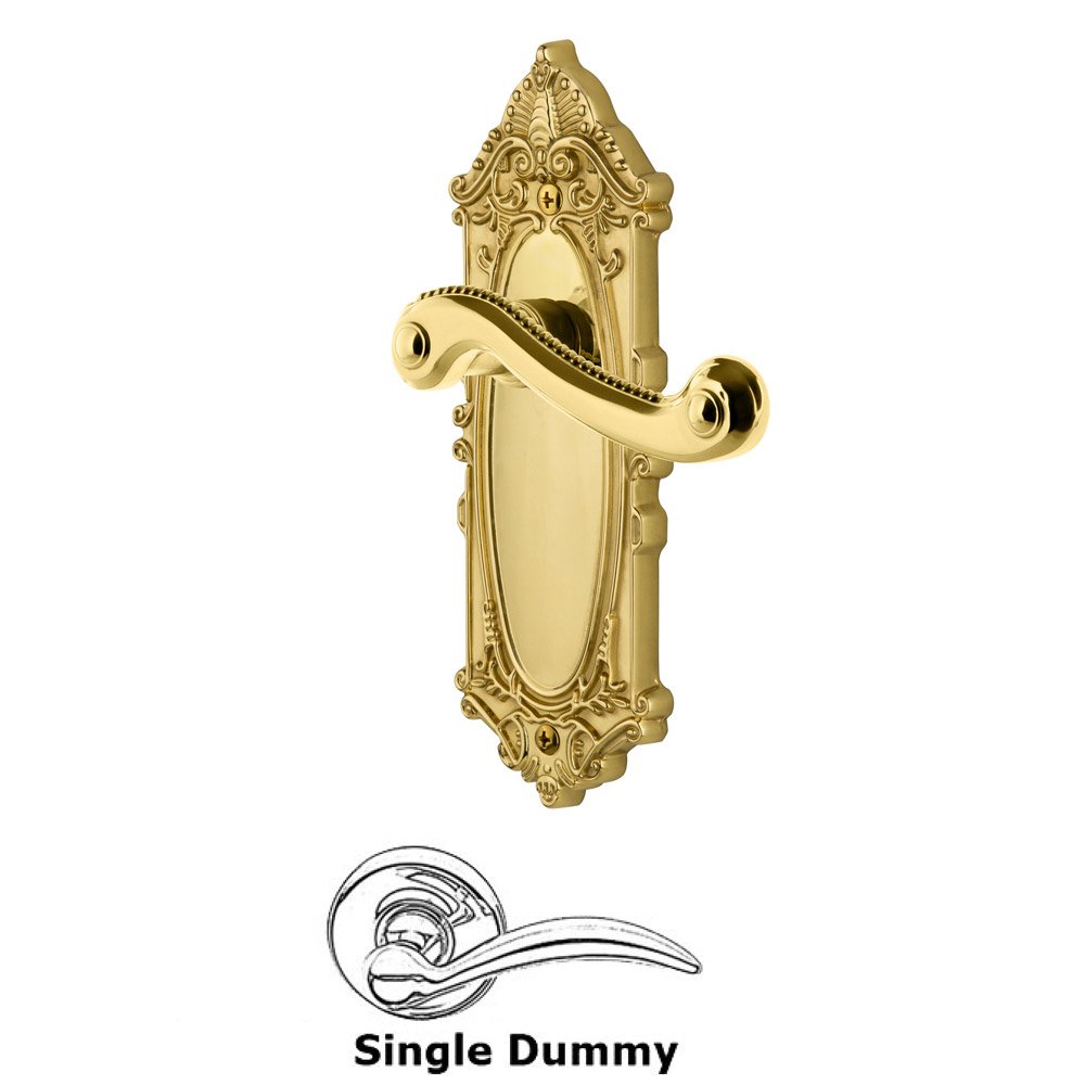 Grandeur Grande Victorian Plate Dummy with Newport Lever in Lifetime Brass